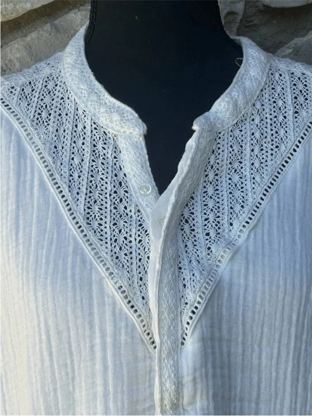 Free People Sachi Mini Dress Tunic Medium Cotton Tiered Crochet Festival NWOT - Picture 6 of 13